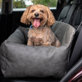 Load image into Gallery viewer, PupProtector™ Faux Leather Memory Foam Dog Car Bed - Slate Gray
