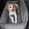 Load image into Gallery viewer, PupProtector™ Faux Leather Memory Foam Dog Car Bed - Slate Gray
