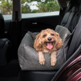 Load image into Gallery viewer, PupProtector™ Faux Leather Memory Foam Dog Car Bed - Slate Gray
