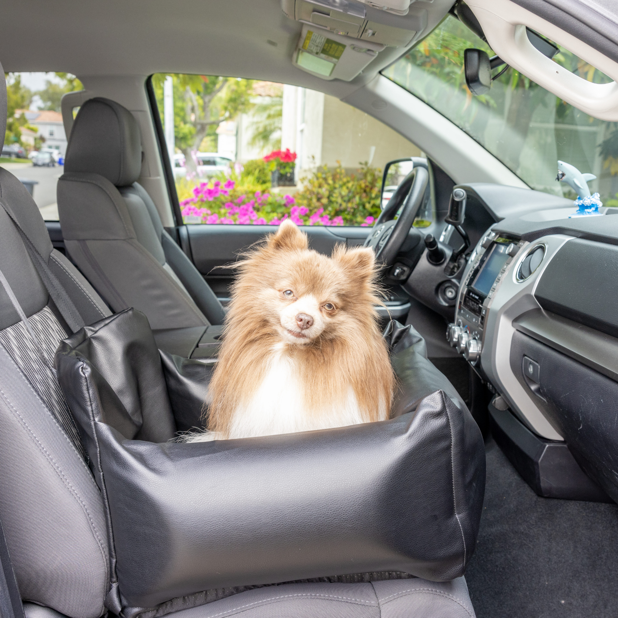 PupProtector™ Faux Leather Memory Foam Dog Car Bed -  Black