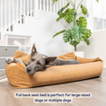 Load image into Gallery viewer, PupProtector™ Faux Leather Memory Foam Dog Car Bed - Camel
