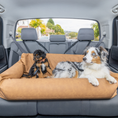 Load image into Gallery viewer, PupProtector™ Faux Leather Memory Foam Dog Car Bed - Camel
