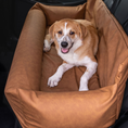 Load image into Gallery viewer, PupProtector™ Faux Leather Memory Foam Dog Car Bed - Camel
