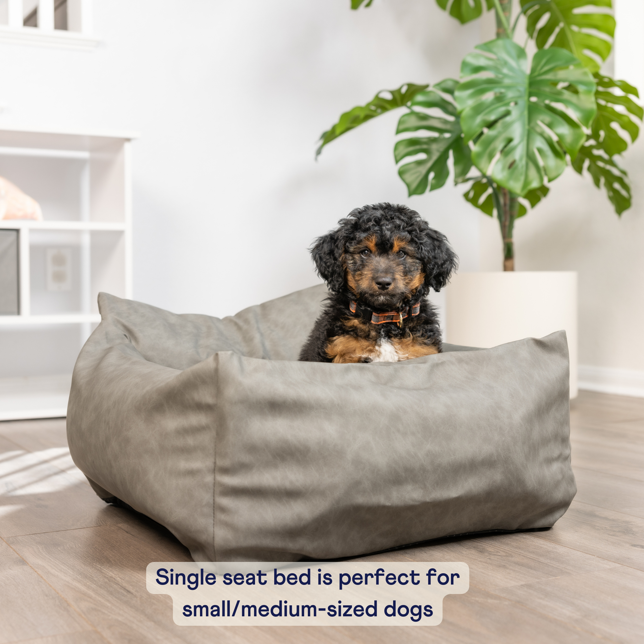 PupProtector™ Faux Leather Memory Foam Dog Car Bed - Slate Gray