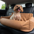 Load image into Gallery viewer, PupProtector™ Faux Leather Memory Foam Dog Car Bed - Camel
