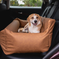 Load image into Gallery viewer, PupProtector™ Faux Leather Memory Foam Dog Car Bed - Camel
