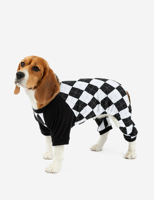 Dog Black & White Argyle Pajamas