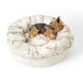 Load image into Gallery viewer, PupPouf™ Faux Fur Donut Dog Bed - White with Brown Accents
