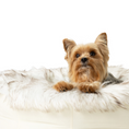 Load image into Gallery viewer, PupPouf™ Faux Fur Donut Dog Bed - White with Brown Accents
