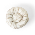 Load image into Gallery viewer, PupPouf™ Faux Fur Donut Dog Bed - White with Brown Accents
