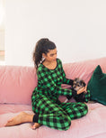 Load image into Gallery viewer, Dog Black & Green Plaid Cotton Pajamas
