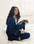 Load image into Gallery viewer, Dog Black & Navy Plaid Pajamas
