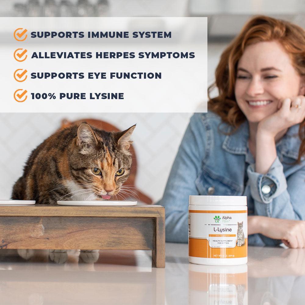 Cat food outlet with lysine